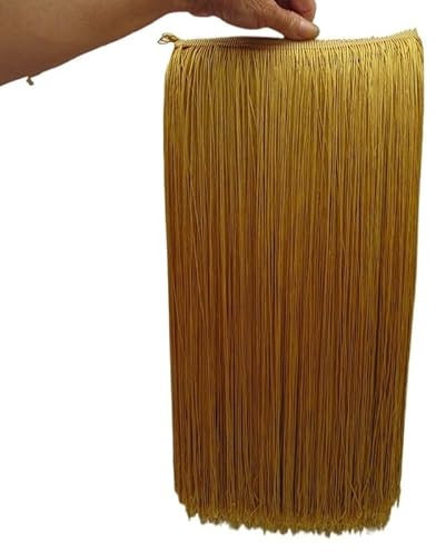 Flecos de Seda Anchos, Lote de 2 metros 100 cm largo con flecos encaje y borlas for bricolaje, accesorios for cortinas, vestidos latinos, escenarios ropa(Gold)