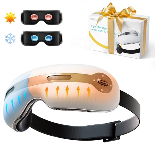 Augenmassagegerät mit Wärme und Kühlung für Migräne, Augenmassagegerät zur Linderung von Migräne, trockenen Augen, Schlaf, Wiederaufladbare Bluetooth-Musik, Geschenke für Frauen und Männer