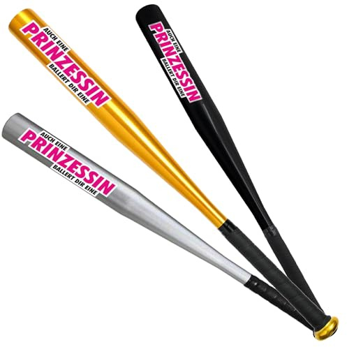 Baseballschläger Auch eine Prinzessin ballert dir eine I Aluminium I Rutschfester Griff I 26 Zoll Alu Softball Schläger (Gold)