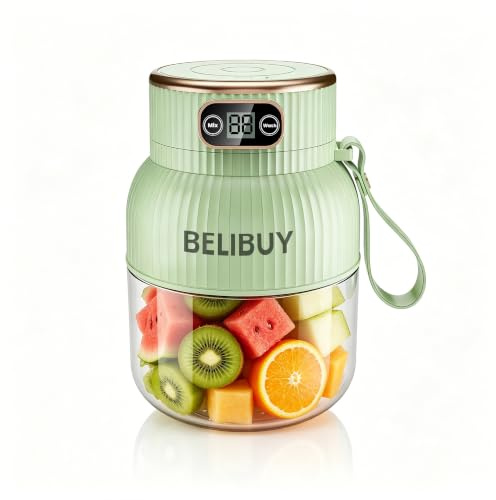 BELIBUY Portable Blender, 600ml(20oz), USB-C Rechargeable Cordless Personal Smoothie Maker, 10-Blade Mini blender for Juice & Shakes, BPA-Free, Ideal for Gym, Office, Travel