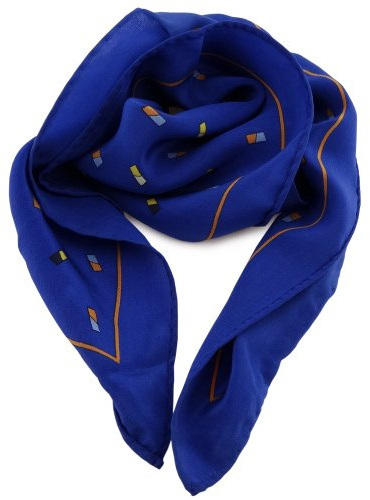 TigerTie Feines Damen Nickituch in Seide blau orange gelb schwarz 53 x 53 - Tuch Halstuch Schal