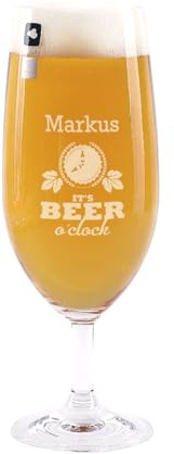 Herz & Heim® Pilstulpe (Leonardo) mit Gratis Gravur des Namens (Beer o clock)