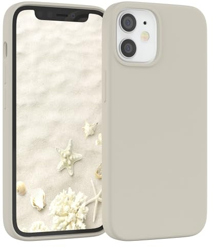 EAZY CASE Premium Silikon Handyhülle kompatibel mit iPhone 12 Mini Slimcover mit Kameraschutz und Innenfutter, Silikonhülle, Schutzhülle, Bumper, Handy Case, Hülle, Softcase, Taupe