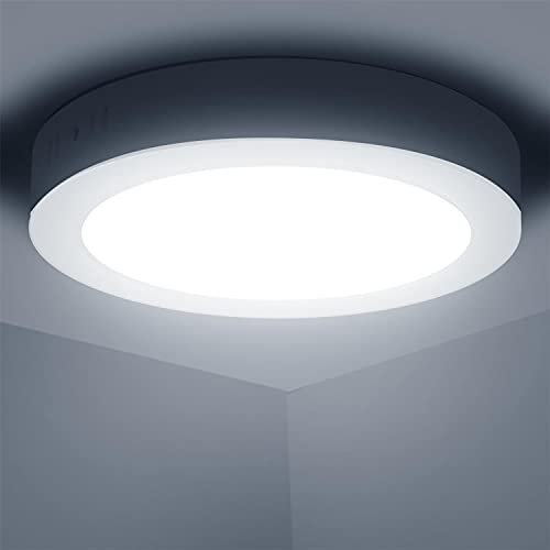 Aigostar Lampada da Soffitto LED Bagno, 12W Equivalente a 113W, alta luminosità, Plafoniera LED Soffitto 6500K Luce bianca fredda, Plafoniera dritta led per Soggiorno Sala da Pranzo, Ø17.4cm