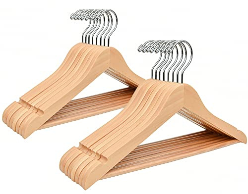 Amber Home 20 Pack 15 Natural Wooden Clothes Hangers for Woman