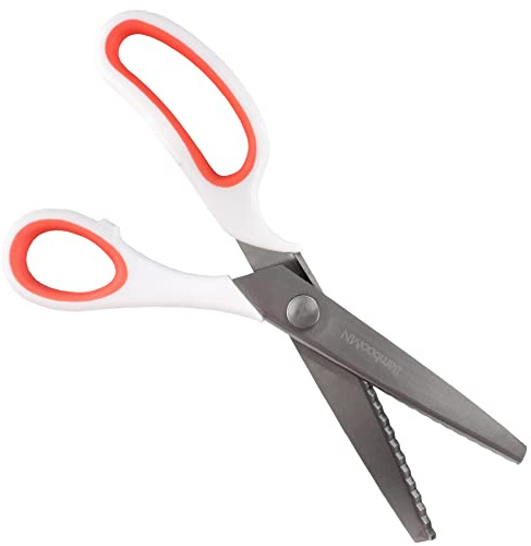 JubileeYarn Professionelle Zackenschere – 22,9 cm gezackter Edelstahl – Weiß & Orange – 1 Paar