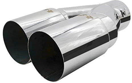 Simoni Racing Auspuffblende Doppel Rund Edelstahl - Ø88xL265/280mm - Anschluß 33->73mm