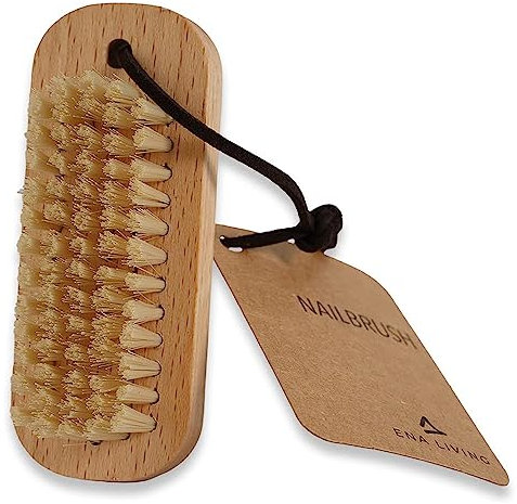 ENA Living Nail Brush (9.5x3.3 cm) Wooden Eco Nail Brush Sustainable Wooden Nail Brush Made From Beechwood Long Lasting and Sturdy Natural Nail Brush Cleaner