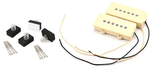Ogdni Alnico 5 Single Coil Humbucker Tonabnehmer für Jazzmaster, E-Gitarrenteile, Ersatzhals und Steg-Set, vorverdrahtet, Weiß