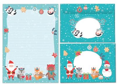 Briefpapier-Set Weihnachtsbriefpapier Weihnachtsmann als Briefblock mit Umschlag für Kinder Mädchen Jungen (Block A5 mit 25 Blätter + 15 Umschläge)