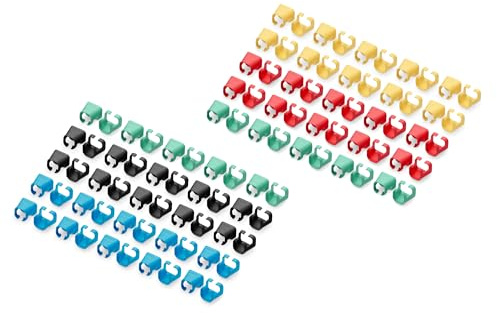 DIGITUS Clips de Couleur pour câbles Patch RJ45 - Organisation par Couleur des câbles réseau - 5X 20 pièces - pour câbles LAN Cat 5e, Cat 6 & Cat 6A - AWG 24/7 à 27/7 - Multicolore