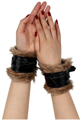 keland 1 par läderarmband vikingpäls medeltida manschetter för kvinnor män (C-svart)