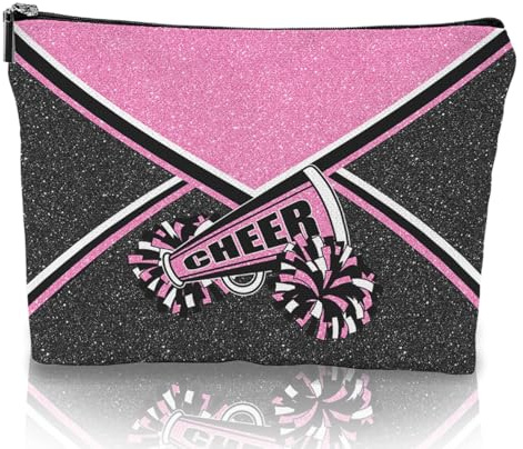 Batorkpl Cheer Make-up-Tasche, Cheerleader-Kosmetiktasche, Cheerleader-Geschenke, Cheerleader-Geschenk für Frauen, Cheerleader-Team, 1 Stück, Pink, Cheerleading