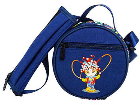 ULDIGI Steel Tongue Drum Tasche Mit Polsterung Traditionelles Chinesisches Drama Ethno Design Tragbar Und Vielseitig Organizer Für Musikliebhaber Und Percussion Instrumente Blau