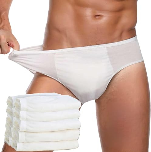 goMinisan - Slip Uomo, 10 Mutande confezionate singolarmente, 100% Cotone, monouso, USA e Getta, per Ospedale, Viaggi, Emergenza.