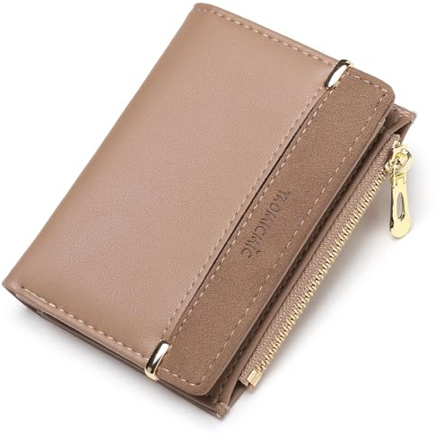 FALAN MULE Geldbörse Damen Klein, Leder Kleines Portemonnaie RFID-Schutz Mini Kurzer Damen Geldbeutel mit Zipper Münzfach Brieftasche, Portmonee mit Kartenfächern