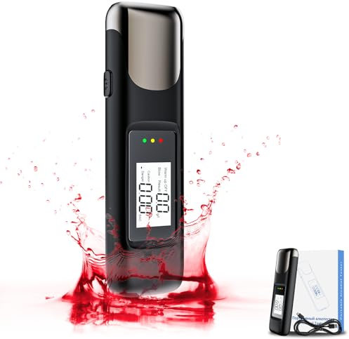 Olubfdh Etilometro Portatile Certificato, Alcol Test con Display LCD Digitale, Precisione di Grado,Senza Boccagli,Etilometro Portatile Personale per Uso Domestico e Professionale