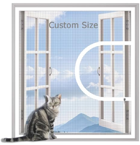 XIEMINLE Custom Size Cat Safety Mesh, Self-Adhesive Anti-Mosquito Insect Fly Screen Netting, Window Guard Net Prevent Cats Jumping Out from Window, Bedroom, Living Room