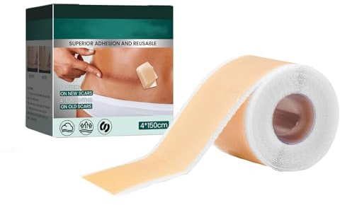 Silikon Narbenpflaster,4 x 150cm Silikonpflaster für Narbenpflege,Wiederverwendbar Silikon-Pflaster,Silicone Scar Tape Geeignet für Narben Nach Operationen Verbrennungen
