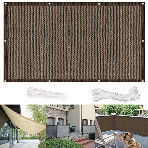 Outdoor Balcony 60x950 cm Breathable Garden Cladding Wind Protection with Eyelets & Cord Perfect for Patio Deck and Outdoor Spaces Brown Color