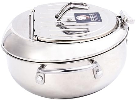 Yardenfun Pentola per Friggere Inox con Coperchio e Filtro Olio Termometro Integrato Mini Padella per Cucina Induzione Calore Uniforme e Profonda per Famiglia