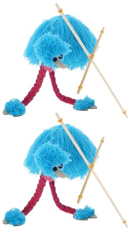 SUPVOX 2 Piezas Títere de Avestruz de Peluche con Cuerdas Marioneta de Madera de Mano Juguete Educativo Portátil para Desarrollo de Coordinación y Creativos