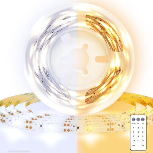 StarryEver Tira LED de 1 m, con mando a distancia, temporizador, color blanco cálido y blanco frío, para cocina, estantería, armario, etc