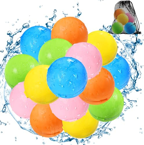 Wiederverwendbare Wasserbomben Schnell Befüllbare Wasserbälle, Sommer Outdoor Spielzeug für Kinder Erwachsene, Garten Pool Strand Party Spiele (15)