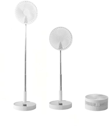 Ventilador de Pie Portátil Plegable Oscilante -Silencioso 30dB 3 Velocidades, Ajuste 180° USB C Pequeño Mesa Ventiladores para Hogar Dormir Oficina Viaje(Blanco)