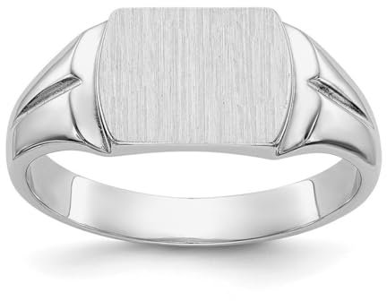 Herren-Siegelring 14 Karat Weißgold satiniert massiv Rückseite gravierbar Größe P 1/2