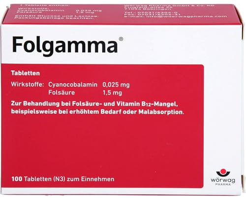 Folgamma Tabletten bei Folsäure- und Vitamin B12-Mangel, 100 St. Tabletten