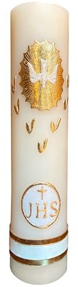 Angelitos de Mexico Seven Gifts of The Holy Spirit Wedding Confirmation Candle JHS