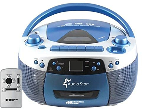 HamiltonBuhl Audio Star Boom Box Radio, USB, Cassette Player with Tape and CD to MP3 Converter