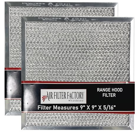 Air Filter Factory 9 X 9 X 5/16 Inches Range Hood Aluminum Grease Filters 2-Pack