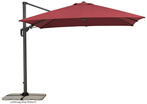Schneider Sonnenschirm Rhodos Twist, bordeaux, 300 x 300 cm, quadratisch, 730-08, Gestell Alu/Stahl, Bespannung Polyester, 25,7 Kg