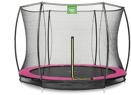 EXIT Toys Silhouette Ground Trampoline - 10ft - Round Inground Trampoline for Toddlers and Kids - Includes Safety Enclosure Net and Feet Safety System - Safe Entry - Great Jumping Power - Pink