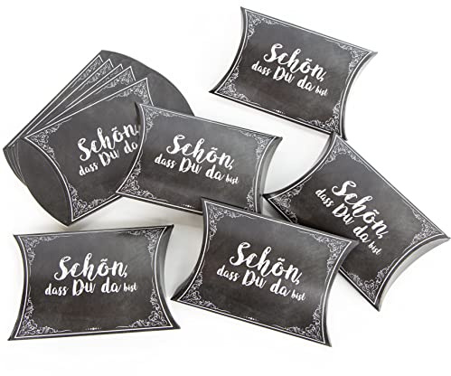 Logbuch-Verlag 10 kleine Faltschachteln SCHÖN DASS DU DA BIST Gastgeschenk Verpackung schwarz weiß - Geschenkbox zum Befüllen