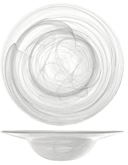 H&H Alabaster Set 6 platos para pasta, vidrio, blanco, 23.5cm