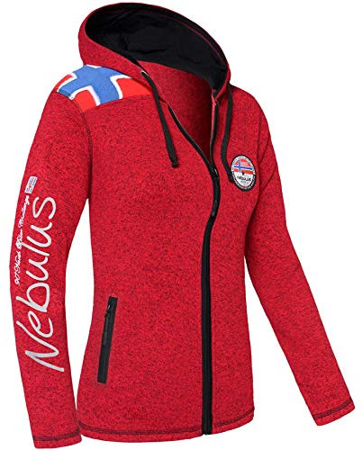 Nebulus Damen Fleecejacke NORSKA, warme Fleece Jacke, mit langem Full-Zip Reißverschluss, rot meliert - XL/42