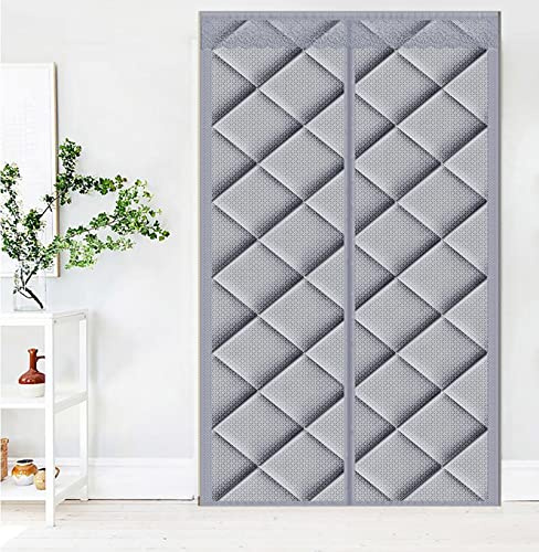 GettyGears Rideau de porte magnétique isolé thermique, anti-tempête, anti-vent, en polaire avec isolation thermique et imperméable, 157,5 x 208,3 cm, gris
