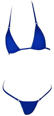 LinvMe Women's Extreme Sexy Hot Silk Micro Bikinis Set Mini Thong Swimwear Royal Blue