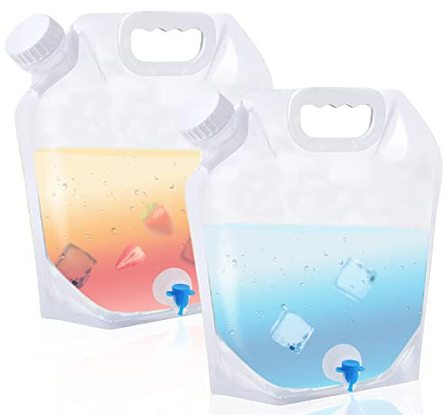 INSANYJ Wasserkanister Faltbar, 2 Stück 10L Wasserbeutel Faltbar mit Zapfhahn, Tragbar Wassersack Wassertank für Sicheren Trinkwasser-Notvorrat Camping, Outdoor-Ausflüge