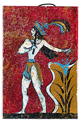 Antikes griechisches Minoanisches Wandbild Fresko Prinz der Lilien klein handgefertigt Dekoration Geschenk 15,2 cm