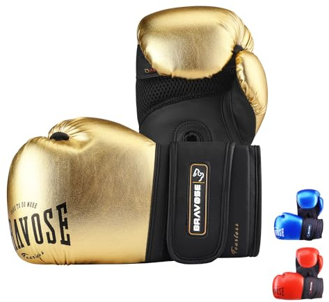 BRAVOSE Fearless Boxing Gloves for Kids, Muay Thai Gloves for Training, Sparring Mitts for Junior Boxers | Ideal for Punching Bag, Kickboxing for Childrens, Boys, Girls 4oz - Gold