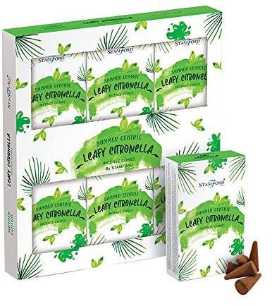 Stamford Premium Aromatherapy Incense Cones - Relaxing, Stress Relief, Meditation and Refreshing Incense Cones Set with Hot Summer Nights and Winter Warmth Range (Summer Cones, Leafy Citronella)