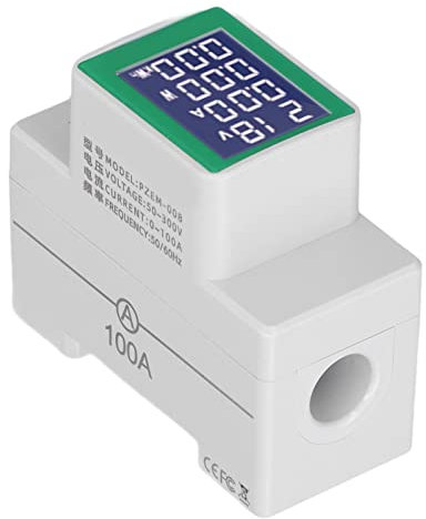 Stromzähler Hutschiene Voltmeter Amperemeter, AC50-300V/100A LCD Digitale Stromzähler DIN Schienen Stromzähler 2P DIN Schienen Multitester Elektronischer PZEM-008