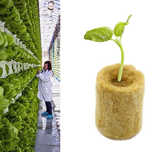 Cymwer 100pcs Growing Medium Starter, PlugsHydroponic Growing Soilless Cultivation Compress Base Rockwool Starter, Agricultural Soilless Culture Rock Wool for Cuttings Plant Propagation