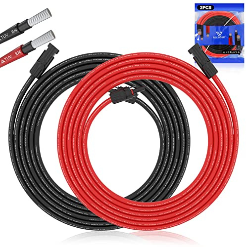 Solar Extension Cable Wire Kit 3 meters – Weatherproof, Tinned Copper Cable Connector for Rust & Oxidation Protection – 9 AWG (6mm²) Solar Cable – 1,500V Pre-Crimped Solar Wire, 3m