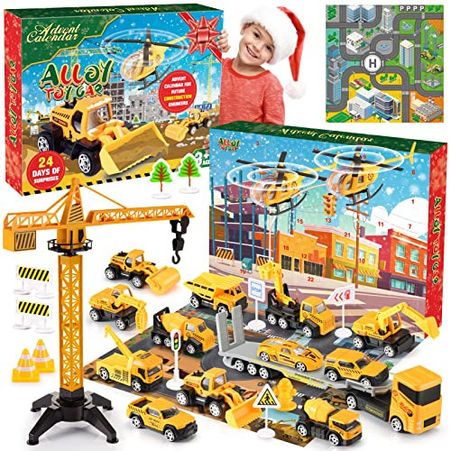 Adventskalender 2025 Kinder, Spielzeug ab 3 4 5 6 Jahre Junge Weihnachtskalender Kinder Geschenk Junge 3-6 Jahre Baustelle Spielzeug ab 3-6 Jahre adventskalender kinder