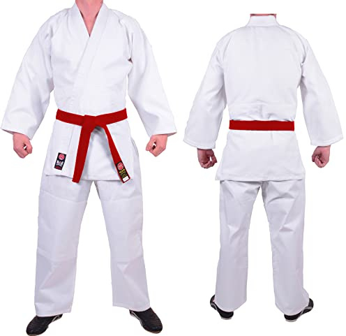 MAR | Lightweight Judo Uniform, White Judo Suit | Men & Women; Kids & Adult Sizes | Martial Arts Gi Adult, Suits for Kids, BJJ, Aikido Suit (350g) + FREE Judo Belt (3/160cm)